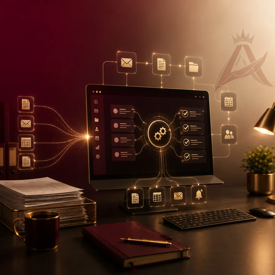 AI back-office automation dashboard managing repeated admin tasks for a New Zealand business