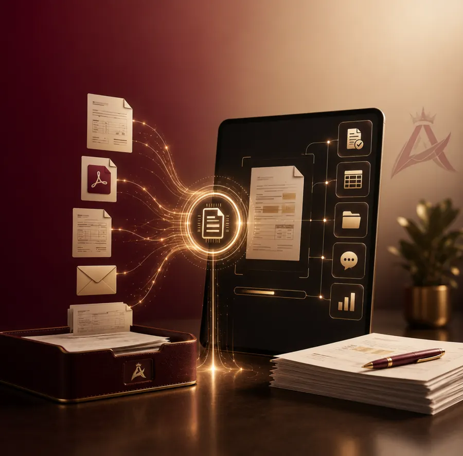 AI document processing system extracting and organising information from business documents